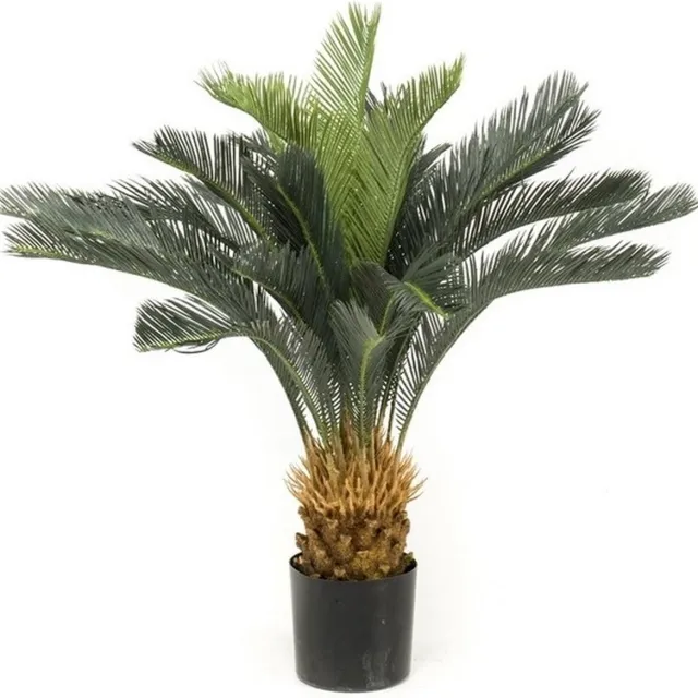 Bellatio Flowers & Plants Kunstplant Cycas Revoluta - 90 cm - Zwarte Pot - Vredespalm - Kunstplanten/nepplanten