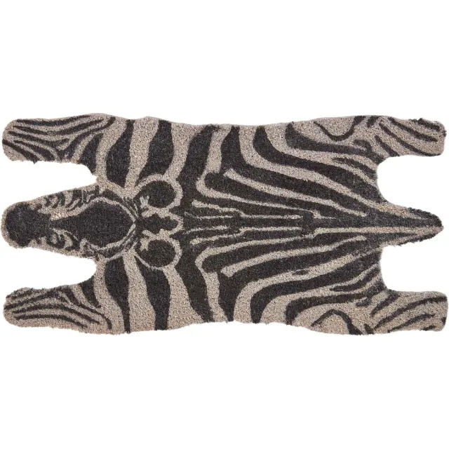 Homescapes Deurmat kokos - Zebra design Zwart