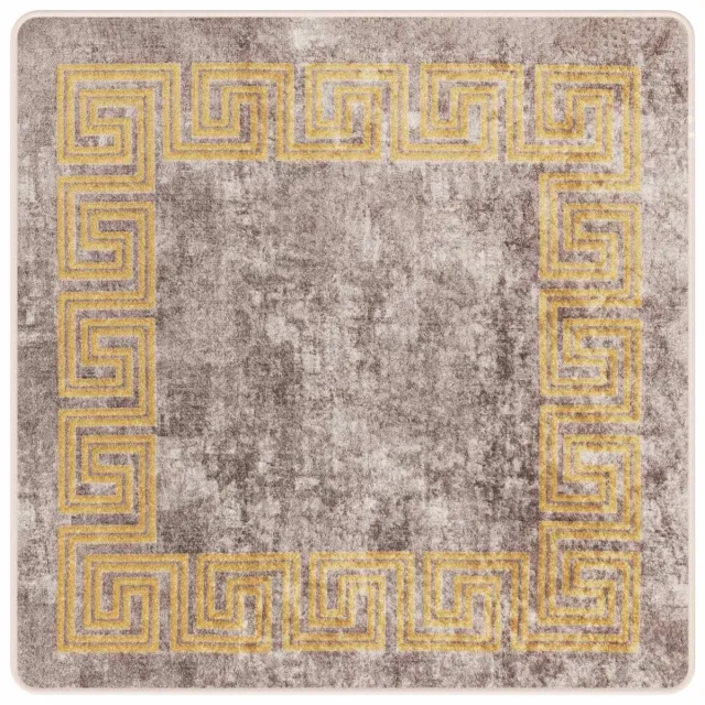 vidaXL Tapijt - Runner - MARSA - Grijs - en - Goud - 100 - x - 100 - cm - Polyester - en - PVC