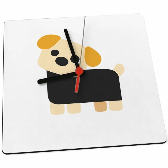 Mr Cadeautjes Klok 19 x 19 - design Minimalistische hond met eigenwijze blik | cadeau Wit