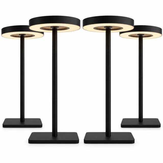 Nook Oplaadbare tafellamp 4-pack - Zwart - Draadloos - LED & 3 lichtstanden - Bureaulamp of nachtlampje 4-pack zwart