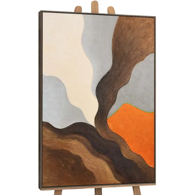 YS Canvas schilderij 140x100 cm handgeschilderd avondheuvels – YS-Art Gallery – Lijst: Grijs – Luxe wanddecoratie Grey
