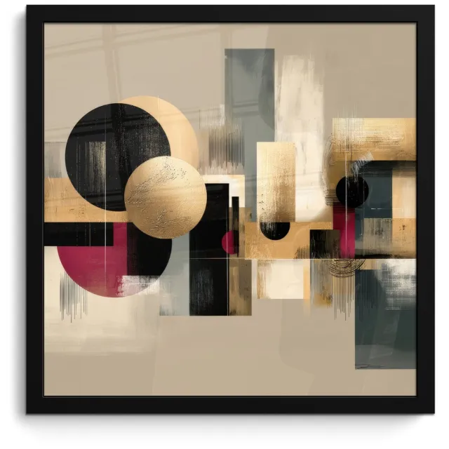 FrameYourWall Poster in lijst - Fotolijst 40x40 cm - Posters - Abstract - Vormen - Beige - Texturen - Posterlijst zwart - Decoratie - Wanddecoratie woonkamer - Muurdecoratie slaapkamer