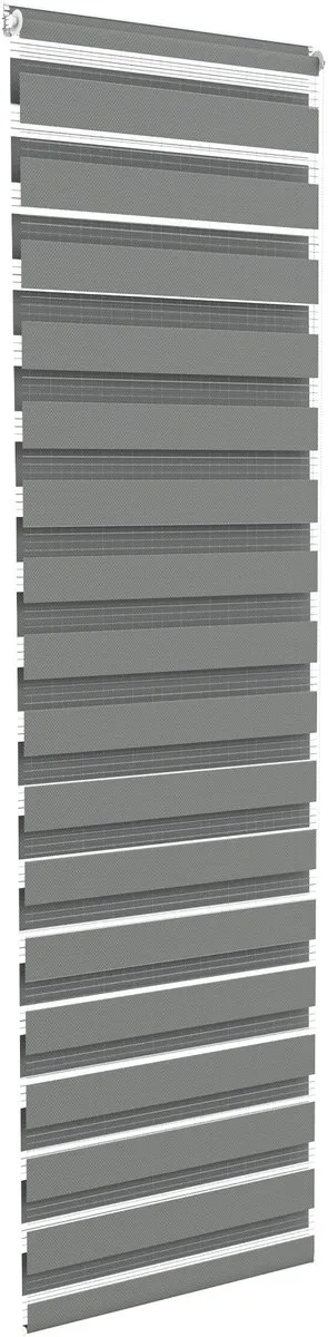 NAIZY Dubbel Rolgordijn Klemmfix Zonder Boren 60x220 cm rolgordijnklem Rolgordijn Zonwering Rolgordijn Raamgordijn voor Ramen en Deuren Zebra Rolgordijn Zijtrek Rolgordijn, Grijs