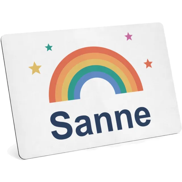 Mr Cadeautjes MDF magnetische fotolijst 28 x 19 - design Regenboog met naam Sanne | cadeau Wit