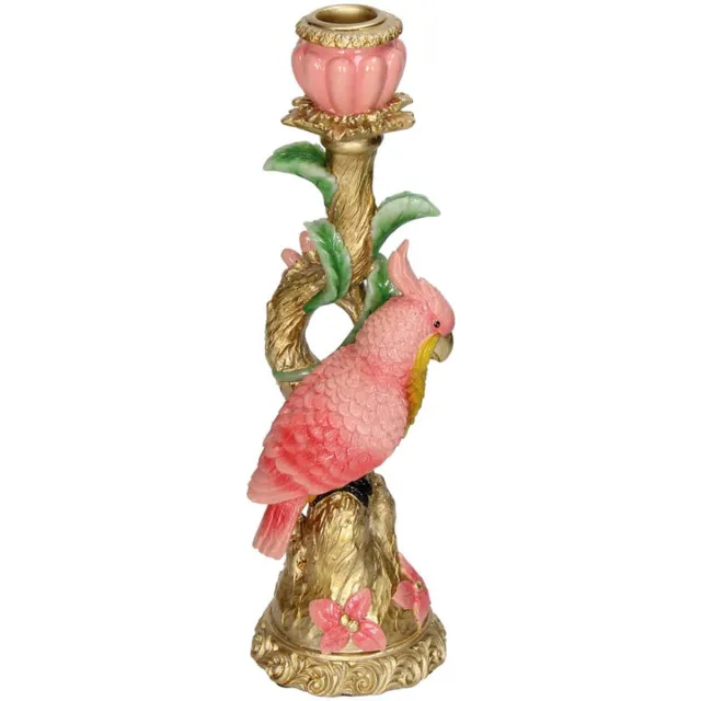 Kersten Kandelaar - Vogel - Pink - 9x8x28cm - Kaarsenhouder - Roze - Kandelaars - Binnen - Actie - Cadeau Multi