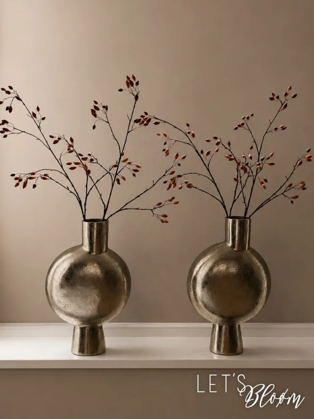 Dutch Dre Let's Bloøm | Rozenbottel tak | Kunsttak | Zijden tak | Herfts | Oranje |1,10 m | Kunstbloemen | Zijdenbloemen | Decoratieve tak