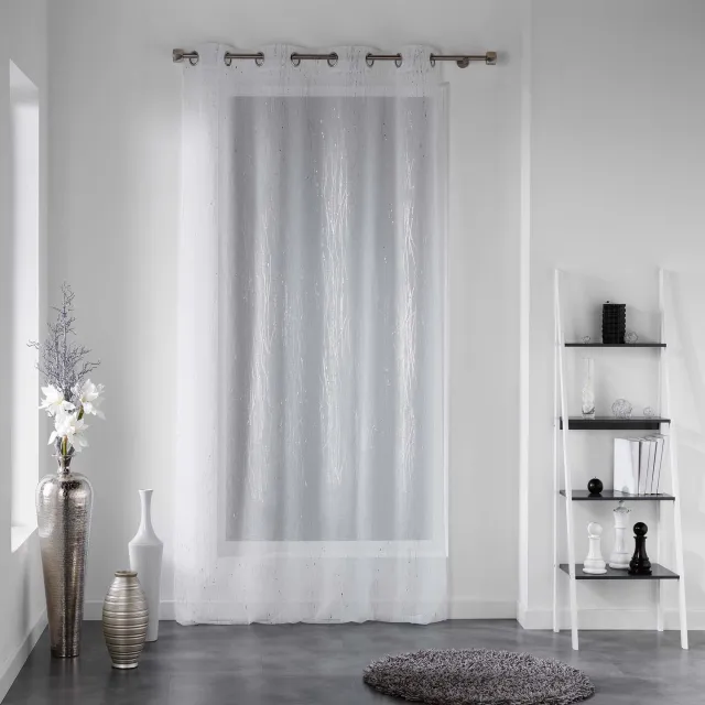 Douceur d intérieur Douceur d'intérieur - Vitrage met applicatie FILIANE, wit, 140 x 240 cm, met ringen