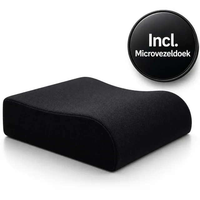 Myni Verhogend Zitkussen voor Volwassenen – Ergonomisch & Vormvast – 10 cm Comfort Verhoger – Ideaal voor Auto, Bureau en Eetkamerstoel – Afneembare Wasbare Hoes – Zwart – 42x42x10cm