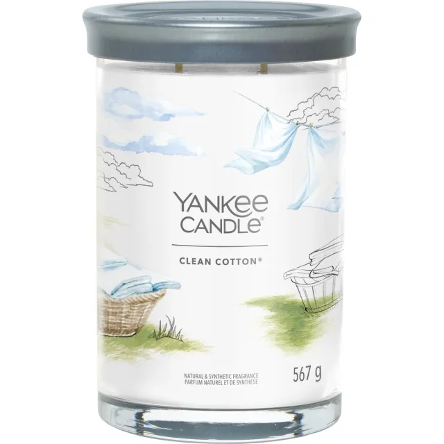 Yankee Candle Clean Cotton Large Tumbler Geurkaars - 100 branduren - twee lonten Wit
