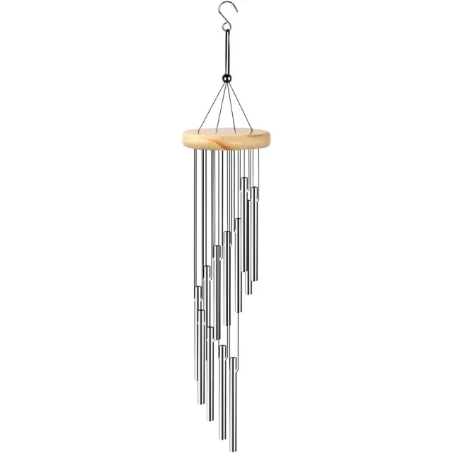 Ibenzoa Robuuste Windgong van Aluminium voor Balie en Tuin - 12 Buizen, 58cm zilver