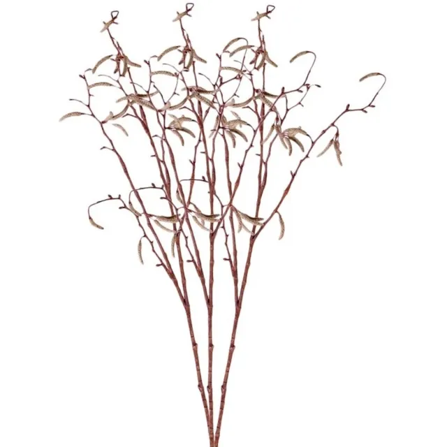 Shoppartners Bellatio flowers & plants Kunsttak - 3x - berkenkatjes - 66 cm - betula pendula - decoratie takken Bruin