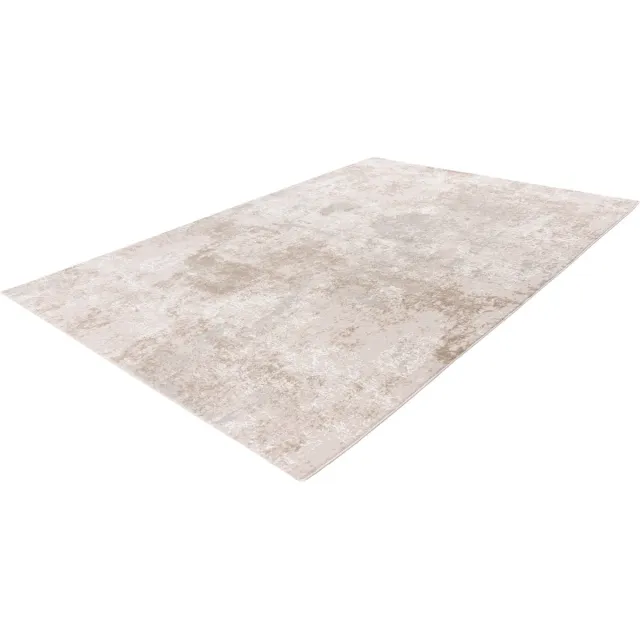 Lalee Elif Japandi stijl vloerkleed 3d effect hooglaag cirkels reliëf laagpolig karpet 80x150 cm beige