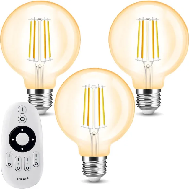 RexTech Milight Dual White 3 smart filament lampen met afstandsbediening - 7W - E27 fitting - G95 model amberkleurig - Smart lamp