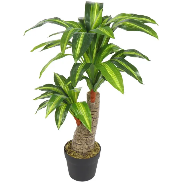 Kunstpalm Kunst Dracaena op Stam – 80 cm – Tropische Kamerplant – In Pot – kunst Kamerplant Donkergroen
