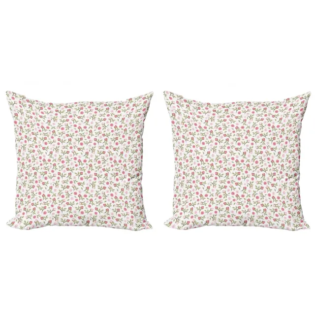 ABAKUHAUS Kussenhoezen 2x45x45 cm – Dubbelzijdig bedrukt – Mikrofaser – Wit/Roze