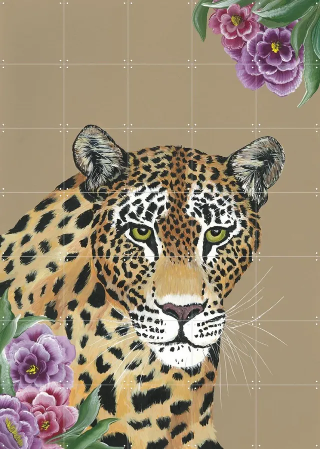 IXXI Wild Bloom, Lens en penseel door Myrte - 100 x 140 cm - Grote wanddecoratie en posters - Illustraties, Realisme, Woonkamer, Slaapkamer, Natuur Bruin / Beige