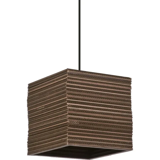 LEDVANCE hanglamp Decor Karton Vierkant bruin van golfkarton, licht, E27, 250 mm diameter , lampenkap van gerecycled materiaal, duurzaam dankzij vervangbare lichtbron, eenvoudig te installeren