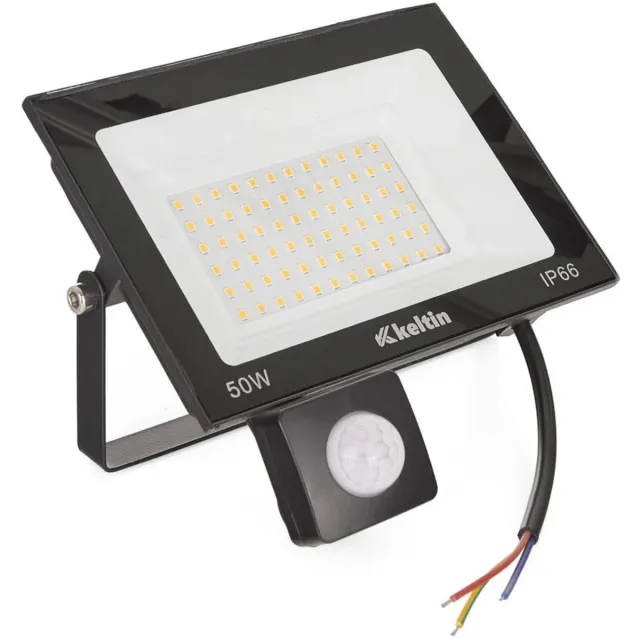 Keltin LED schijnwerper - 50W - bewegingssensor - neutraal wit - IP66 - 16x11,5 cm Zwart