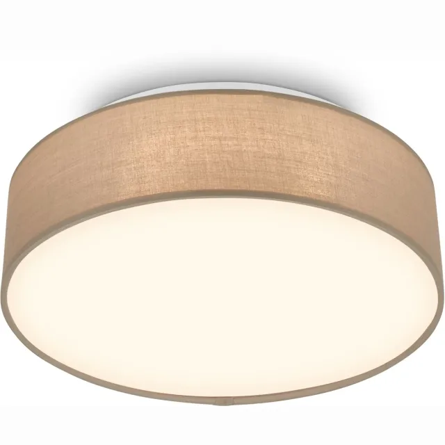 Briloner Duck - LED Plafondlamp met stoffen kap - warm wit licht - woonkamer verlichting - 16W - Ø30 - taupe Taupe (inkl. verlichting)