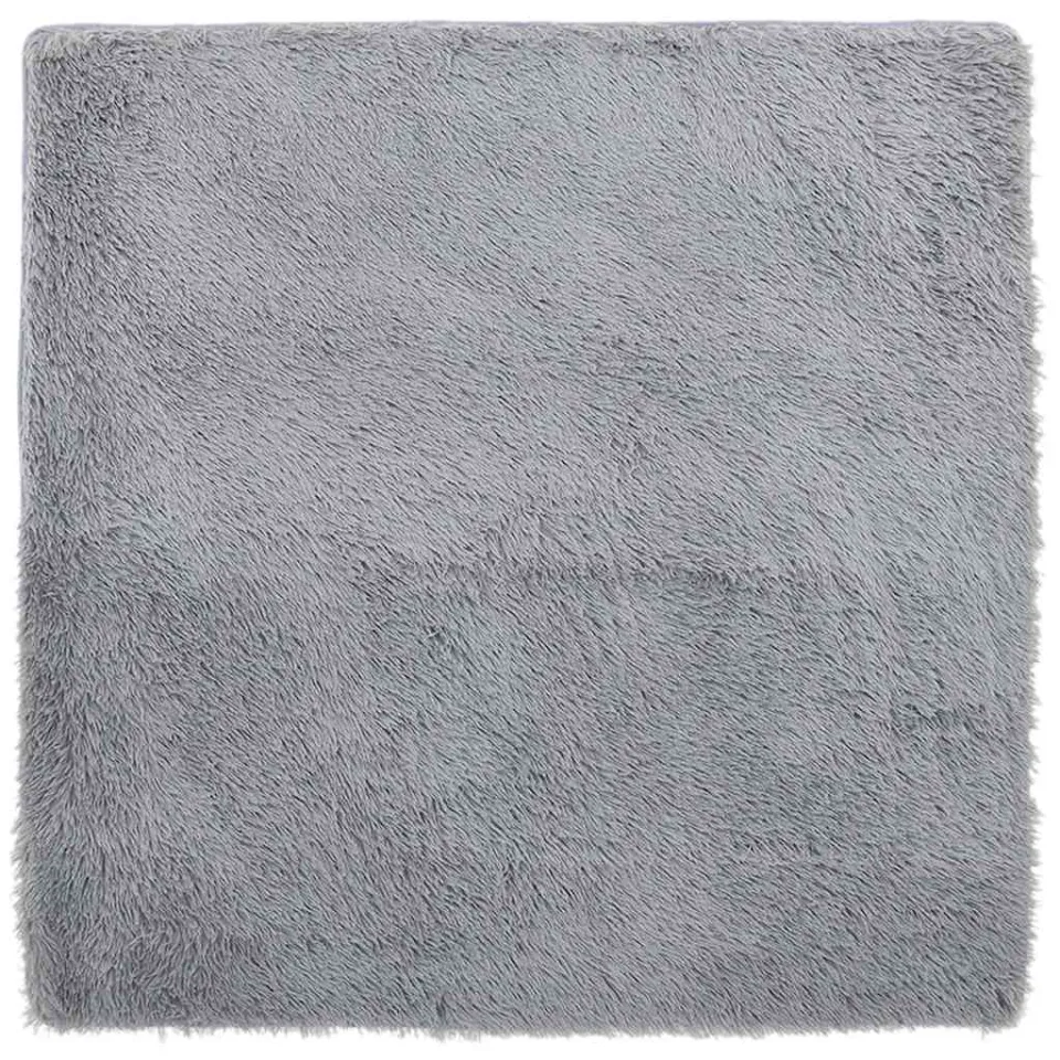 vidaXL Hoogpolig vloerkleed NAVARRA 240x240 cm polyester lichtgrijs grijs