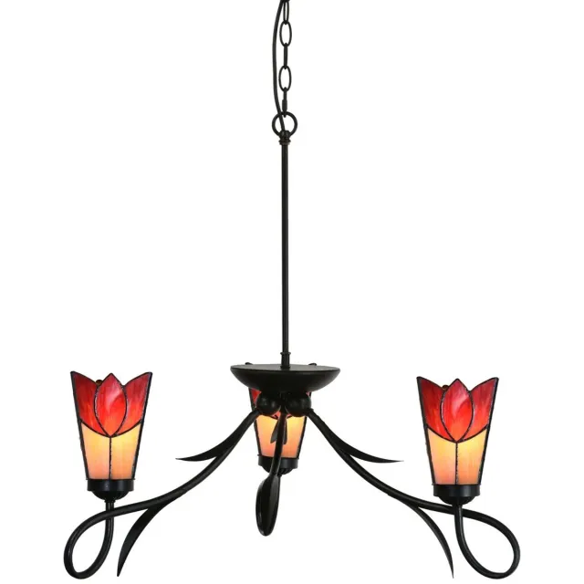 Coloured by Art 3 lichts Kroonluchter Lovely Fleur de Vanneau Kievitsbloem - Art Deco Trade Rood