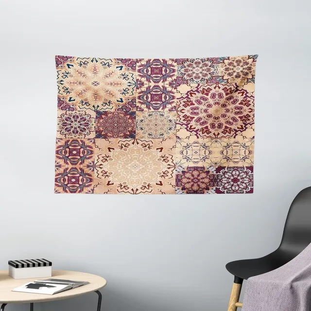 ABAKUHAUS Vintage Wandtapijt, Antieke Marokkaanse Kunst, Woonkamer Slaapkamer Wanddoek Zijdezacht Satijn Tapijt, 150 x 100 cm, Gedroogde Rozenivoor