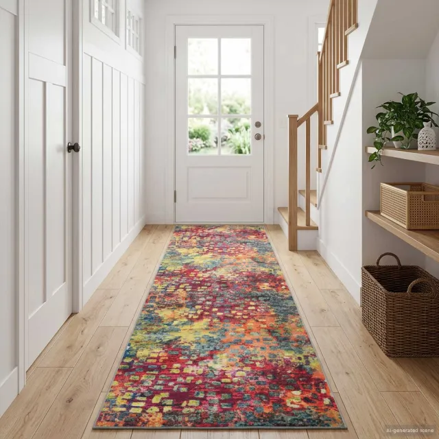 vidaXL Vloerkleedloper LESAKA kleurrijk 50 x 100 cm Diamantvelours meerkleurig, foto 2