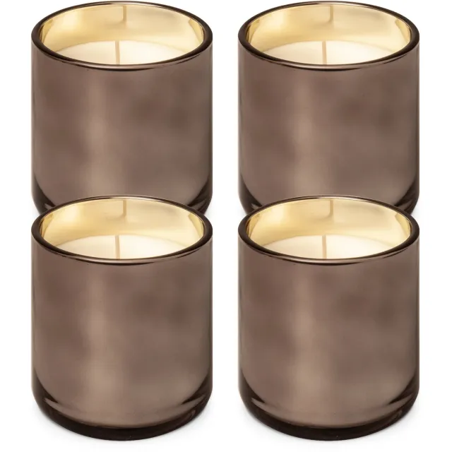 Spaas Geurloze kaars in glas – Set van 4 kaarsen – circa 56u – Metallic Brons Wit