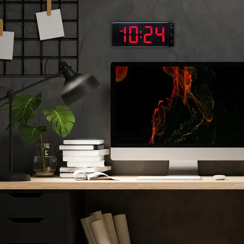 NeXtime Tafel-/wandklok 27,2 x 10,8 x 3 cm - LED - ABS 'Digitale klok' zwart, foto 3
