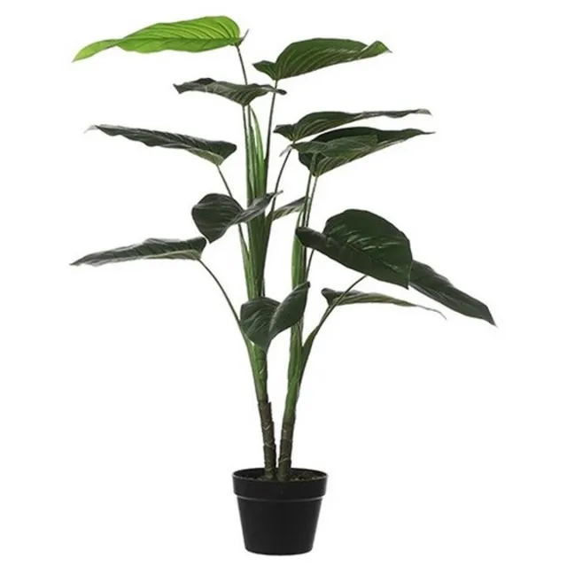 Shoppartners Grote groene Philodendron kunstplant 100 cm in zwarte pot - Kunstplanten/nepplanten