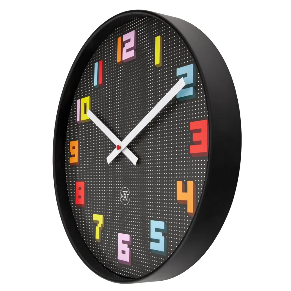 NeXtime Wandklok 35 cm - geruisloos - zwart/meerkleurig - ABS - nXt 'Game', foto 4