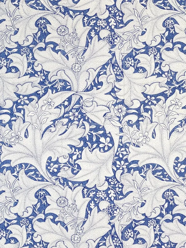 IXXI Wallflower, William Morris & Victoria and Albert Museum - 60 x 80 cm - Grote wanddecoratie en posters - Art Nouveau, Ornamenteel Ontwerp Blauw / Koele tinten