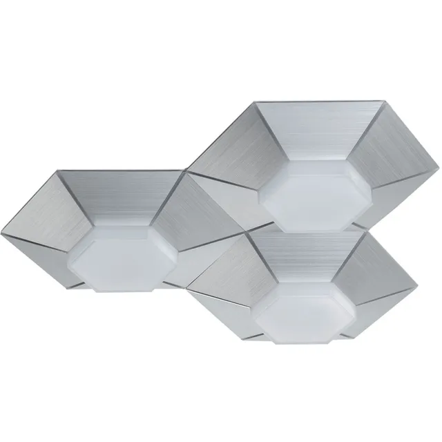 Wofi Plafondlamp dimbaar via wandschakelaar LED plafondlamp woonkamer, geborsteld aluminium, 15W 1200lm warm wit, LxH 40x8,5 cm, Wofi 9165.03.63.9000 zilver