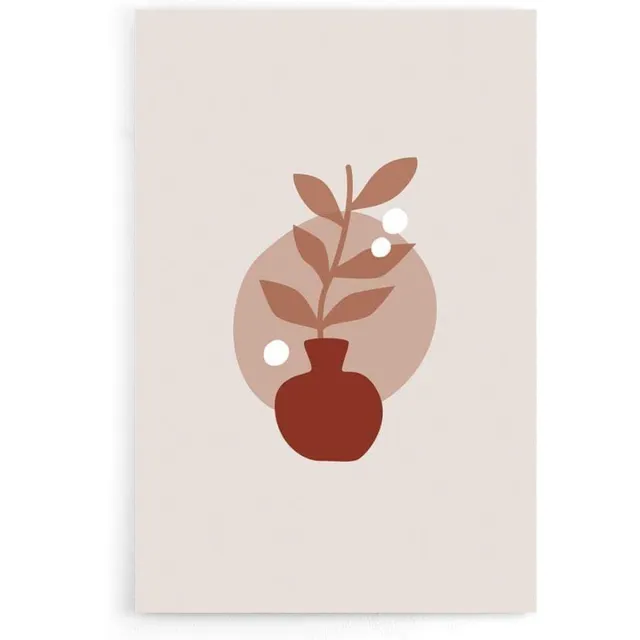 Walljar Abstract Leaf in Pot - Muurdecoratie - Poster Multi