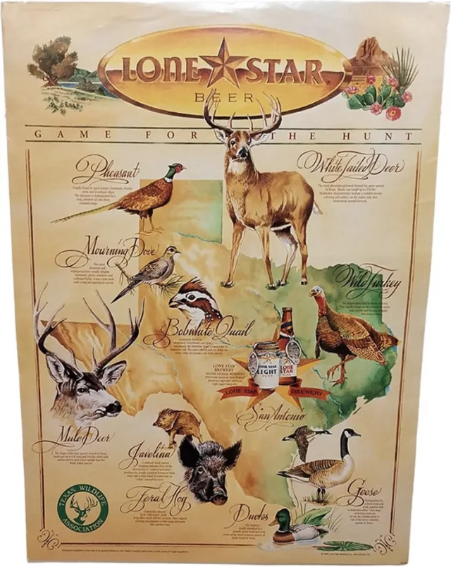 Lone Star Beer Wild Game Poster - 51 x 37cm - Original bruin
