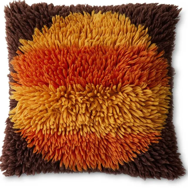HKLIVING sierkussen Horizon (55x55 cm) bruin/geel/oranje