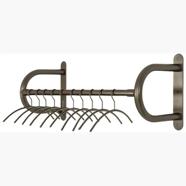Metalen wandkapstok - 120cm - Garderobestang - Brons- Gebogen beugels - ⌀32