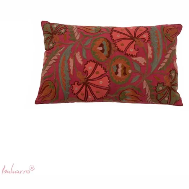 Imbarro Home & Fashion Imbarro - Sierkussen - Kussen - Isotta - Katoen - Hand geborduurd - 30x50cm - Terra - Roze