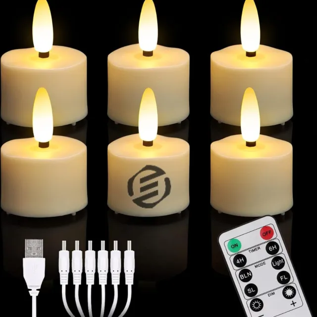 Equivera Oplaadbare LED Kaarsen - Elektrische Kaarsen - Oplaadbare Waxinelichtjes - Realistische Kaarsen - Kerstverlichting - Veilig en Duurzaam Wit