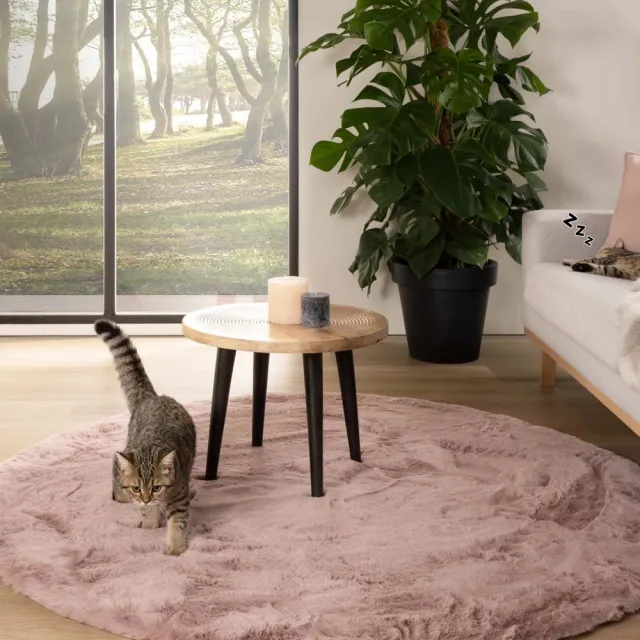 Tapeso Rond hoogpolig vloerkleed - Comfy Plus roze 100