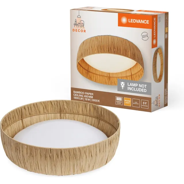 LEDVANCE Decor Bamboo Paper Plafondlamp 400 18W 830 Bruin
