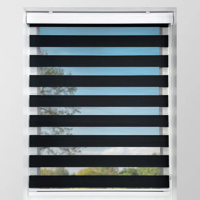 Raamdecoratiemagazijn.nl Duo Rolgordijn Lichtdoorlatend - Zwart - 62x175cm - Op