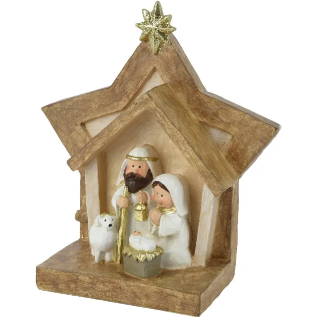 Decoris Kerststal- Bruin - B14,2 x L15,4 x D6,5 cm