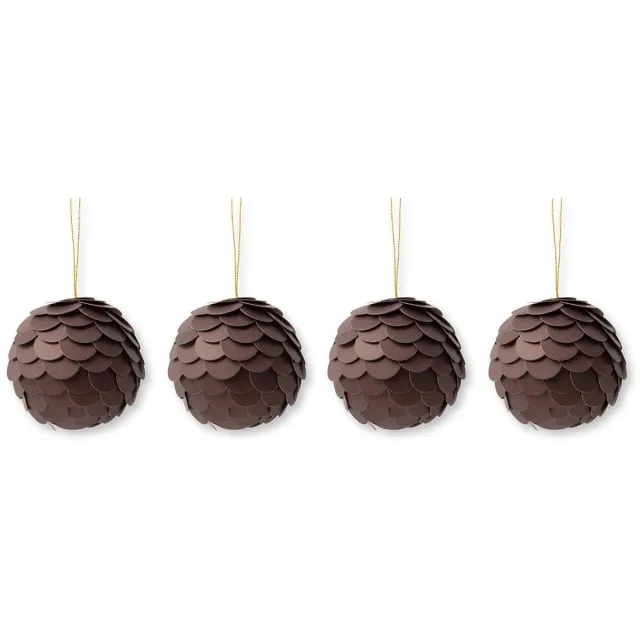 vtwonen Kerstballen - Papier - Donkerbruin - 10 cm - Set van 4