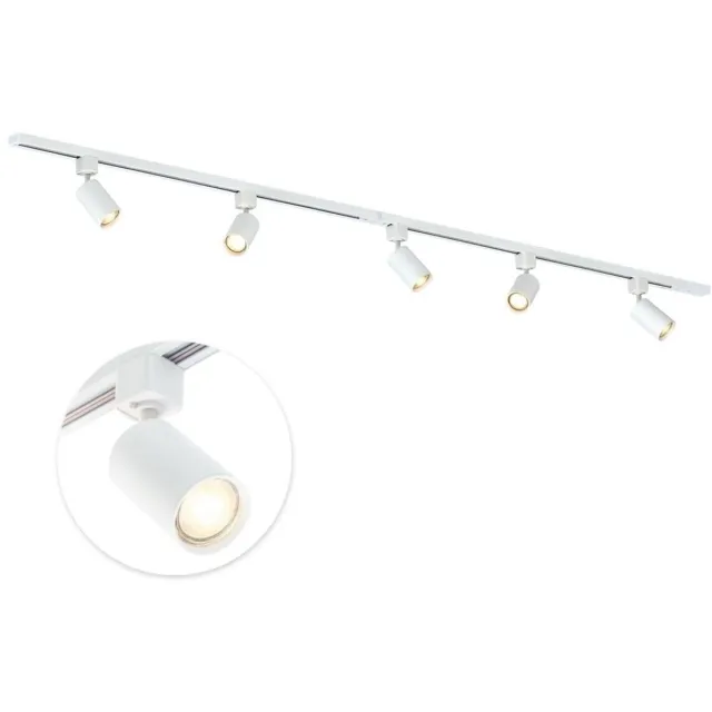 Qub Focus Railverlichting - Wit - 200 cm - I-Vorm - 5x GU10 Spots - Dimbaar - Complete Set 200 cm - Wit - 5x spots