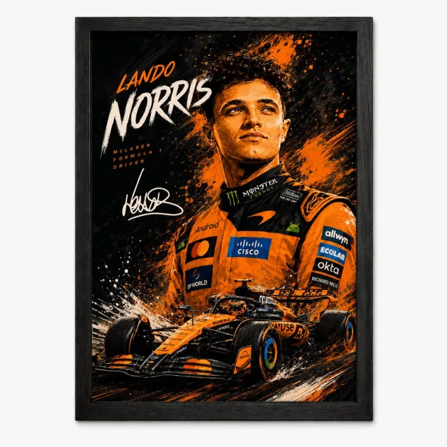 Joshimo Lando Norris McLaren Poster | Formule 1 Art Style | Inclusief Zwarte A3 Lijst