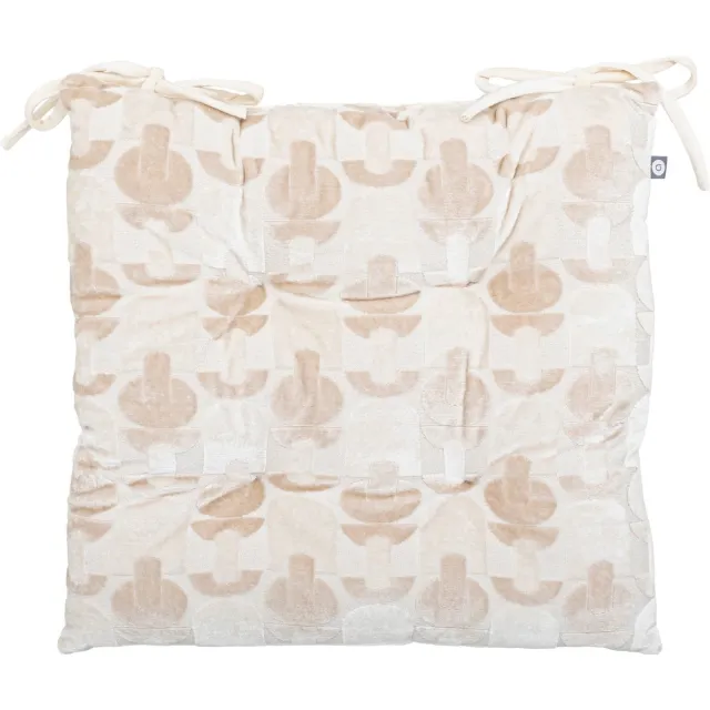 Atmosphera Stoelkussen Luna Jacquard 38x38cm - Met 2 lintjes - 100% polyester - Beige