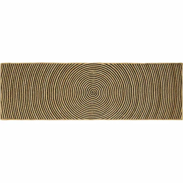 vidaXL Gebied - Tapijt - Naturel - en - Zwart - 80 - x - 250 - cm - Jute Naturel en Zwart