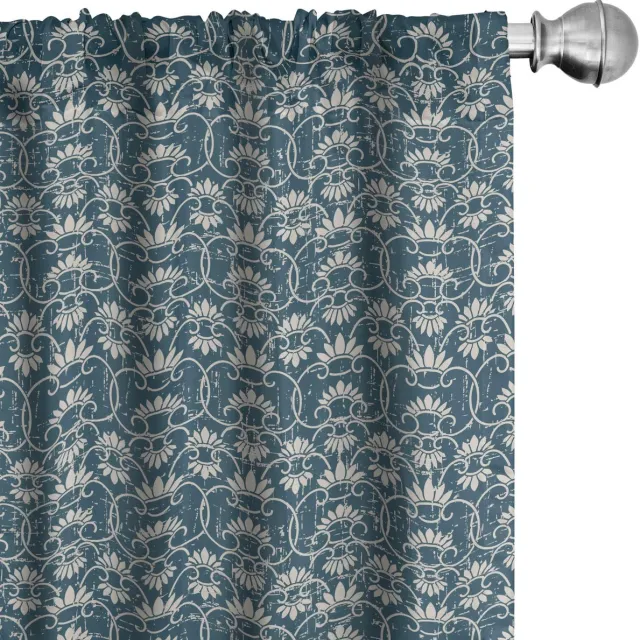ABAKUHAUS Gordijnen – 2-delige set 75 x 225 cm – microvezel – donker teal